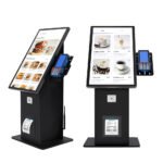 Fast food restaurant tabletop self-service ordering terminal equipment with QR scanner printer and POS bracket